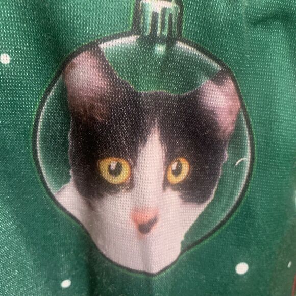 Rare Women's Cat Christmas Long Sleeve Mini Dress with Real Jingle Bells - Picture 5 of 10